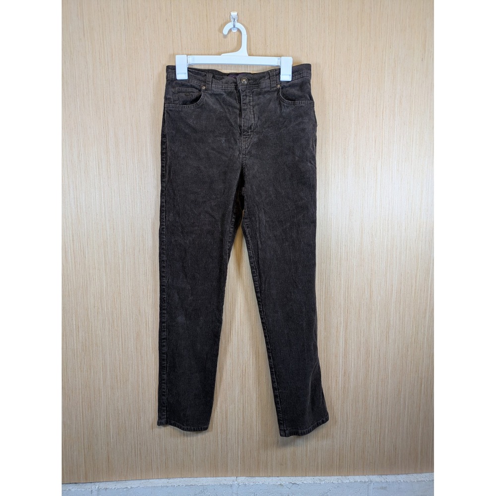 Gloria Vanderbilt Amanda Corduroy Pants Womens 10 Dark Brown High Rise Tapered